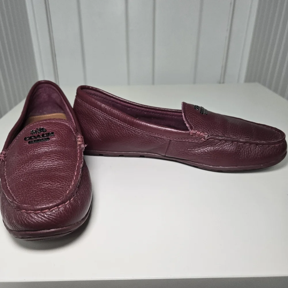 Coach Womens Marley Driver Loafer Burgundy Size 8 Leather Comfy Preppy Old Money - Picture 7 of 13